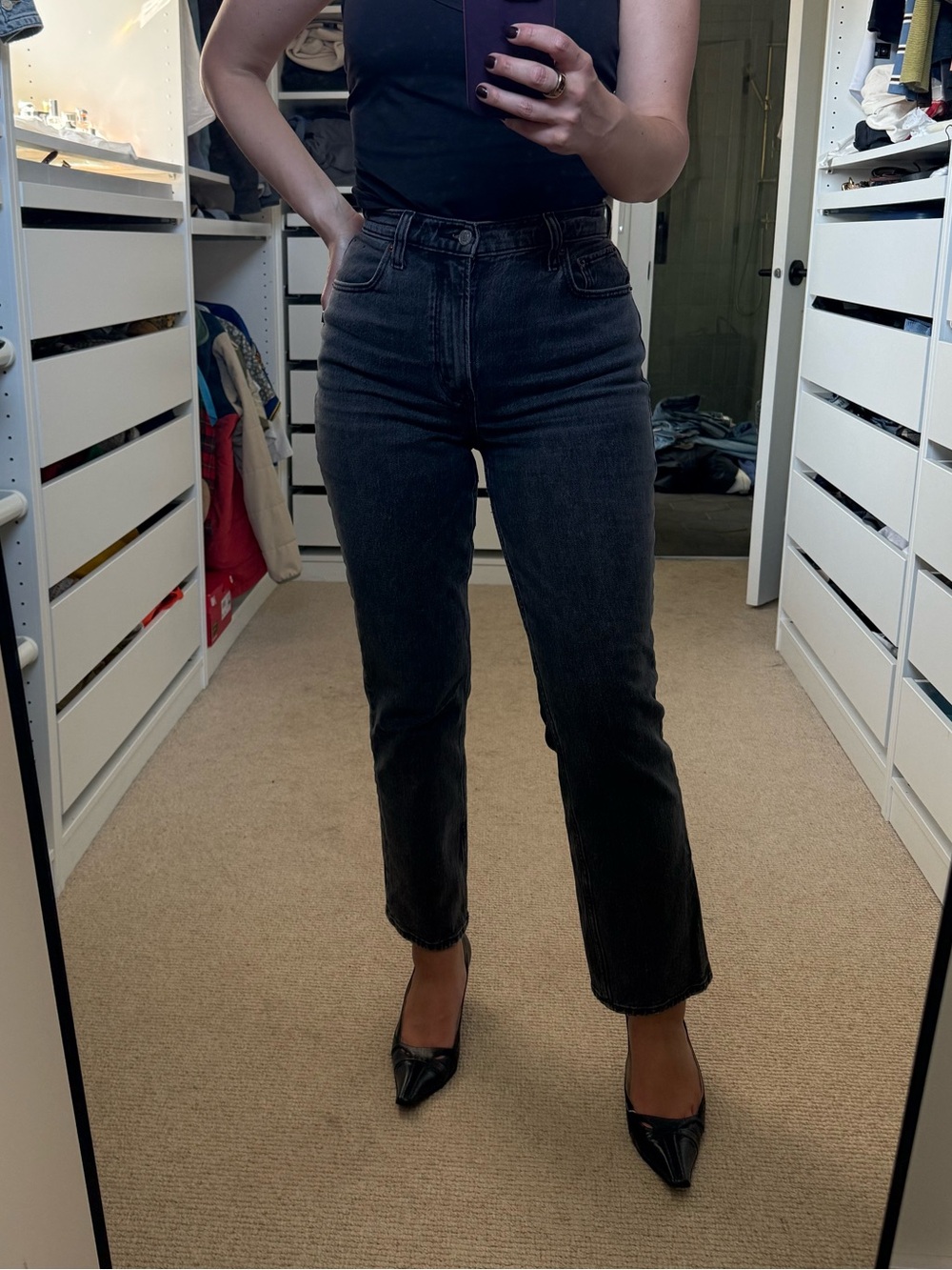 Abercrombie & Fitch Black Straight-Leg Jeans curve love